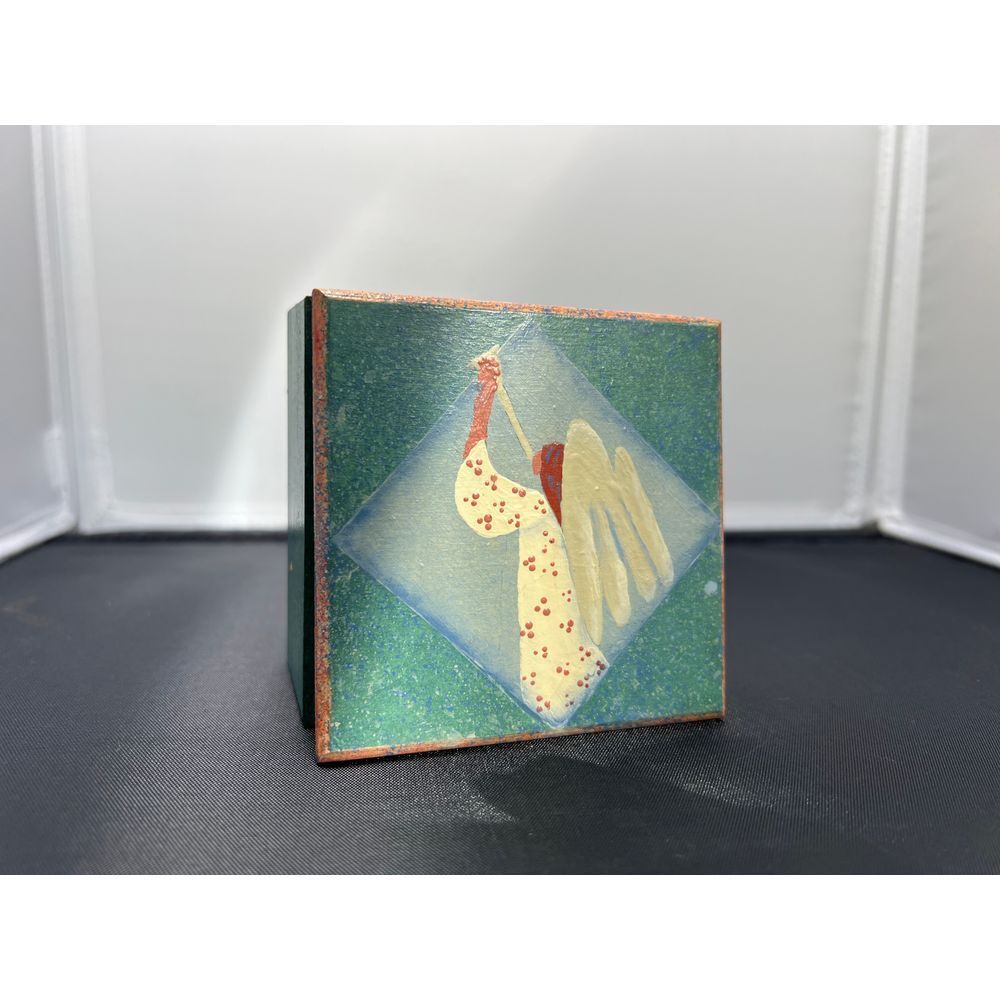 Barbara Duval Handcrafted Angel Decorative trinket wooden Box‎ Christmas Decor